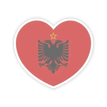 Heart Flag of Albania 1946-1992 - STICKER Vinyl Kiss-Cut Decal 3 Inch Transparent - The Sticker Space