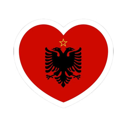 Heart Flag of Albania 1946-1992 - STICKER Vinyl Kiss-Cut Decal 3 Inch White - The Sticker Space