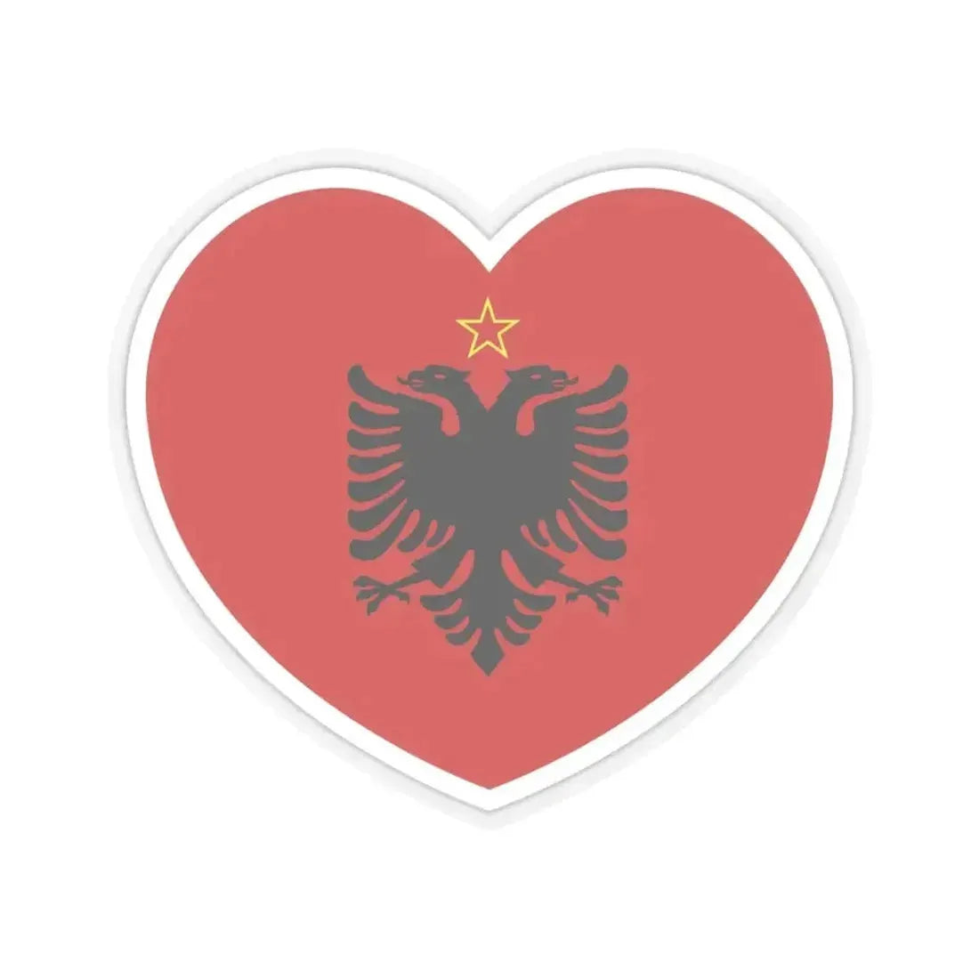 Heart Flag of Albania 1946-1992 - STICKER Vinyl Kiss-Cut Decal 4 Inch Transparent - The Sticker Space