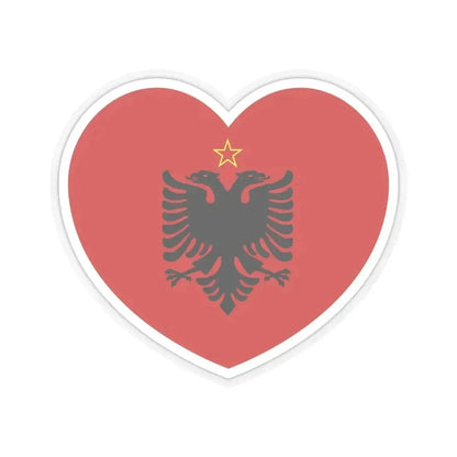 Heart Flag of Albania 1946-1992 - STICKER Vinyl Kiss-Cut Decal 4 Inch Transparent - The Sticker Space