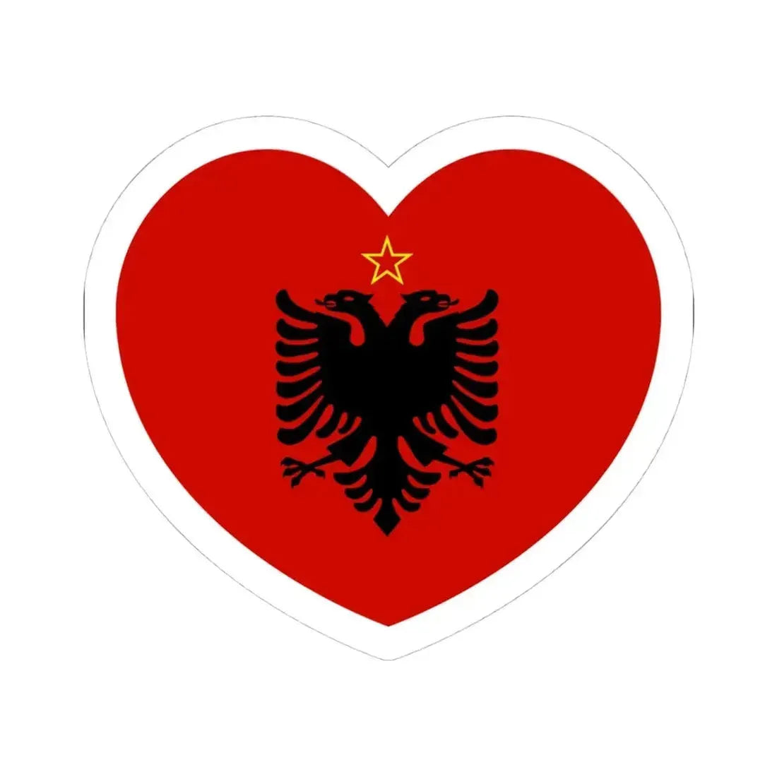 Heart Flag of Albania 1946-1992 - STICKER Vinyl Kiss-Cut Decal 4 Inch White - The Sticker Space