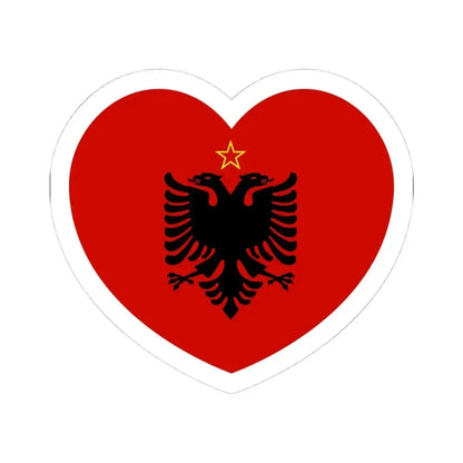 Heart Flag of Albania 1946-1992 - STICKER Vinyl Kiss-Cut Decal 4 Inch White - The Sticker Space