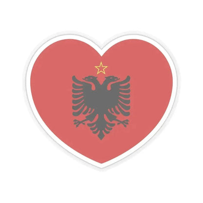 Heart Flag of Albania 1946-1992 - STICKER Vinyl Kiss-Cut Decal 6 Inch Transparent - The Sticker Space