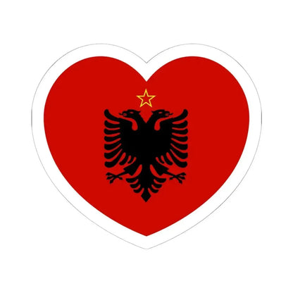 Heart Flag of Albania 1946-1992 - STICKER Vinyl Kiss-Cut Decal 6 Inch White - The Sticker Space