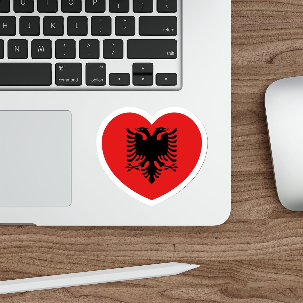 Heart Flag of Albania 1992-2002 - STICKER Vinyl Die-Cut Decal-The Sticker Space