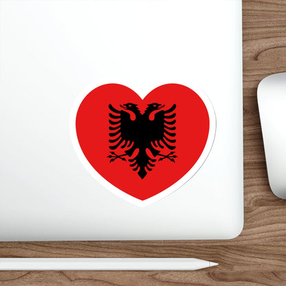 Heart Flag of Albania 1992-2002 - STICKER Vinyl Die-Cut Decal-The Sticker Space