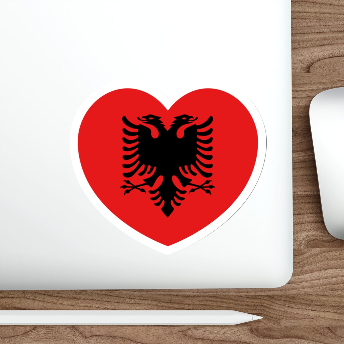 Heart Flag of Albania 1992-2002 - STICKER Vinyl Die-Cut Decal-The Sticker Space