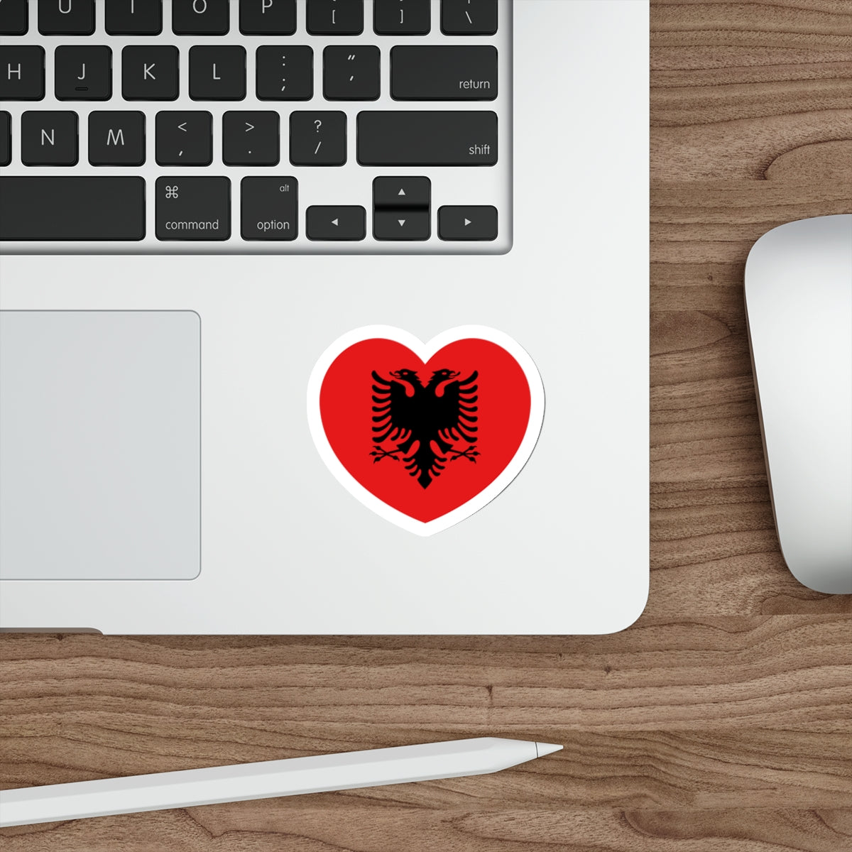 Heart Flag of Albania 1992-2002 - STICKER Vinyl Die-Cut Decal-The Sticker Space