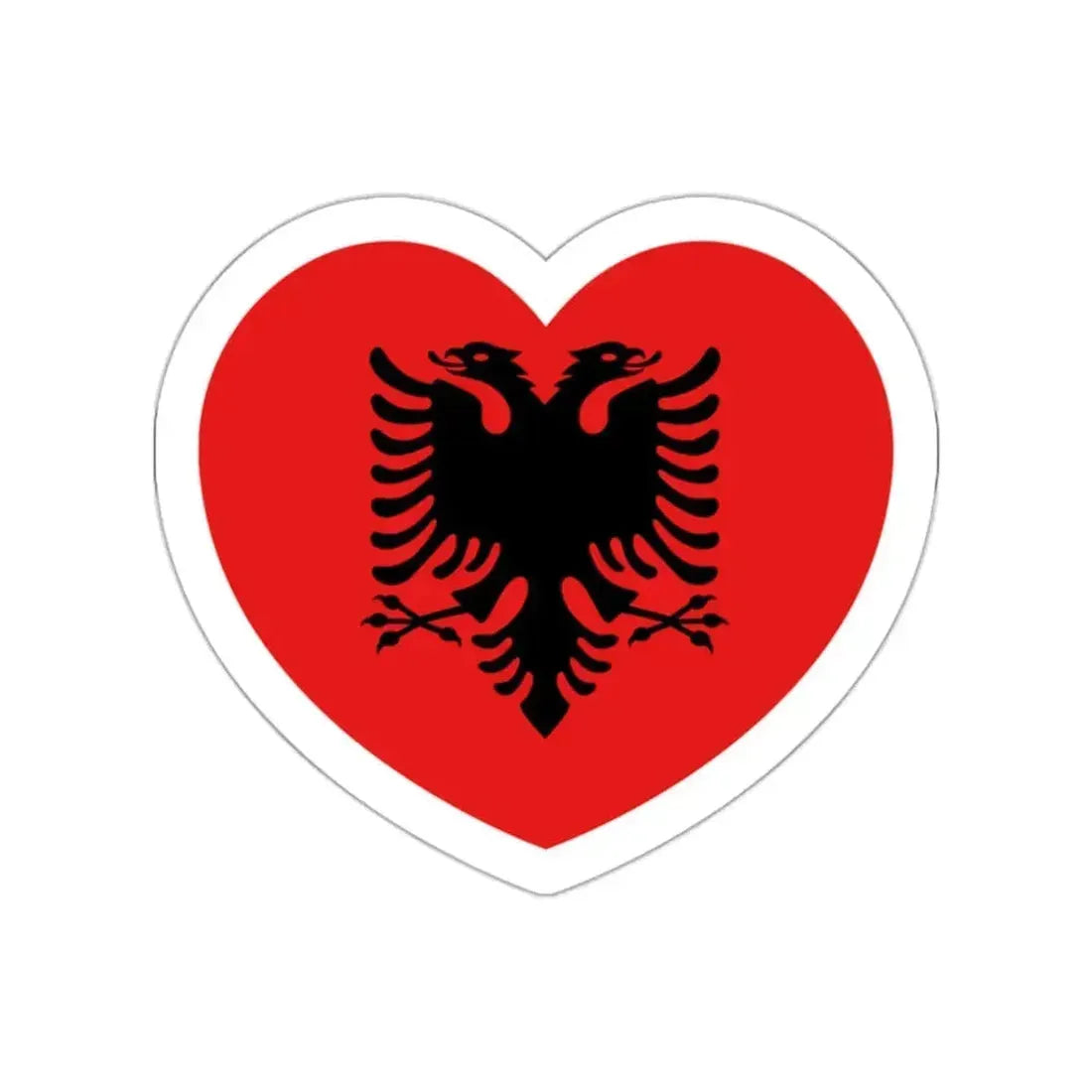 Heart Flag of Albania 1992-2002 - STICKER Vinyl Die-Cut Decal White Die-Cut 2 Inch - The Sticker Space
