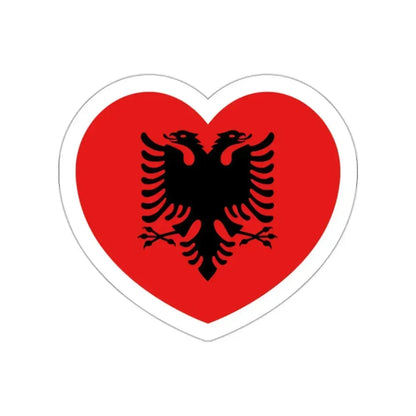 Heart Flag of Albania 1992-2002 - STICKER Vinyl Die-Cut Decal White Die-Cut 2 Inch - The Sticker Space