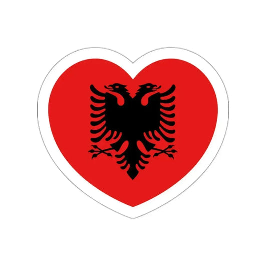 Heart Flag of Albania 1992-2002 - STICKER Vinyl Die-Cut Decal White Die-Cut 2 Inch - The Sticker Space