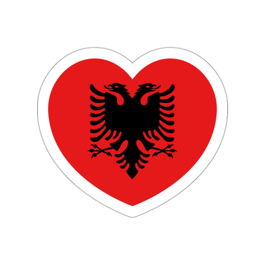 Heart Flag of Albania 1992-2002 - STICKER Vinyl Die-Cut Decal-White-The Sticker Space