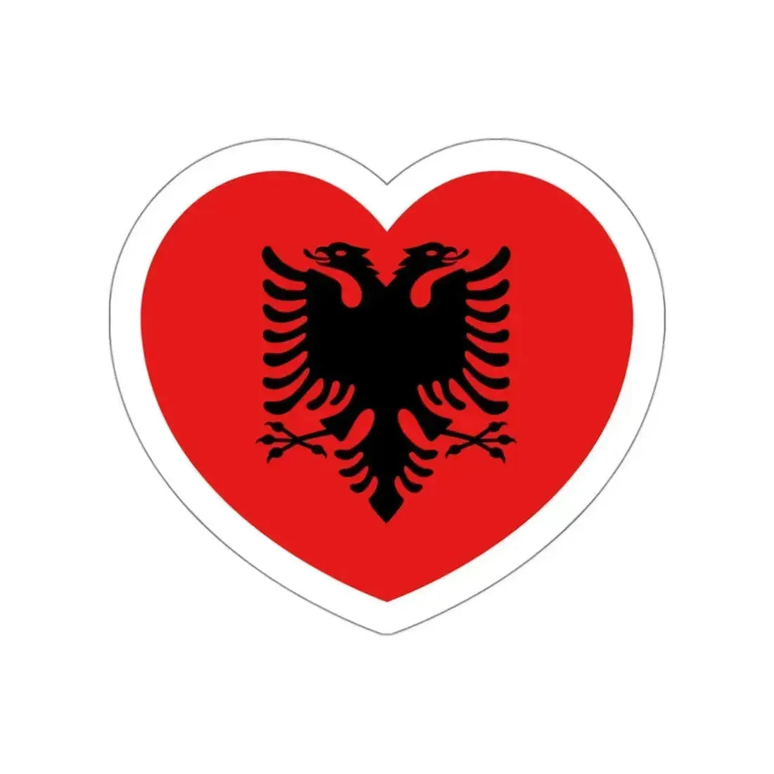 Heart Flag of Albania 1992-2002 - STICKER Vinyl Die-Cut Decal White Die-Cut 3 Inch - The Sticker Space