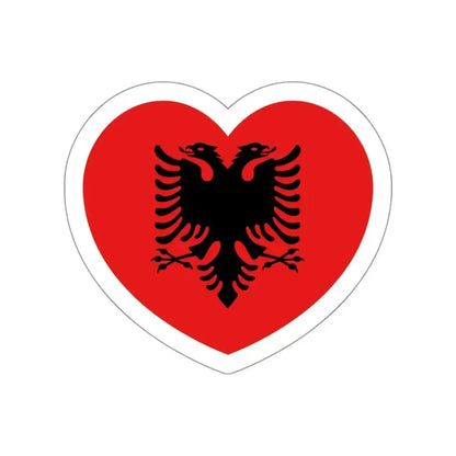 Heart Flag of Albania 1992-2002 - STICKER Vinyl Die-Cut Decal White Die-Cut 3 Inch - The Sticker Space