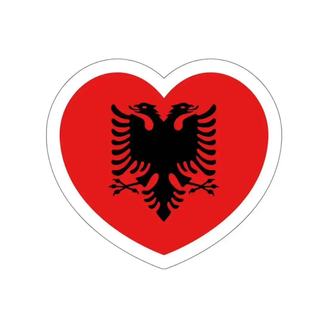Heart Flag of Albania 1992-2002 - STICKER Vinyl Die-Cut Decal White Die-Cut 5 Inch - The Sticker Space