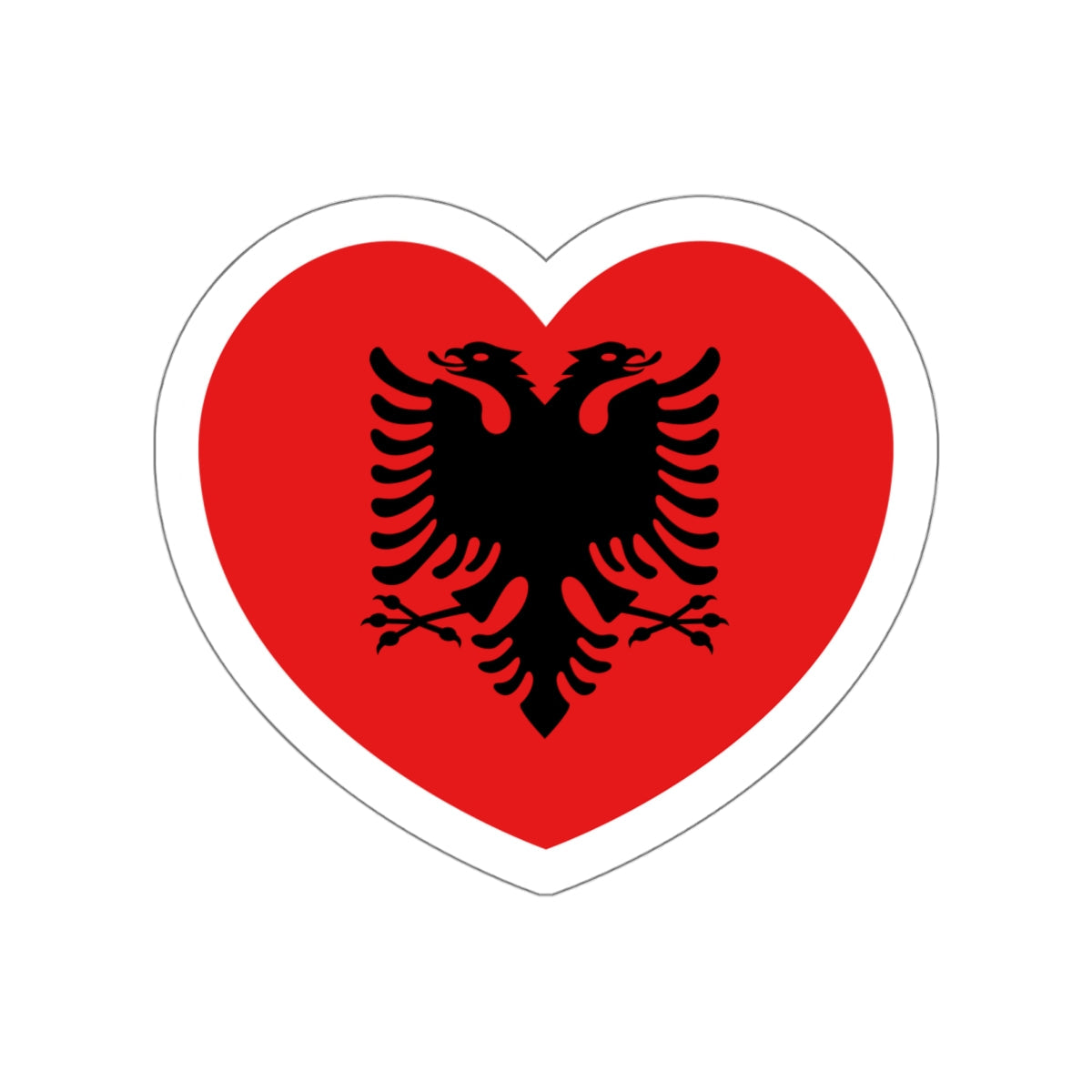 Heart Flag of Albania 1992-2002 - STICKER Vinyl Die-Cut Decal-White-The Sticker Space