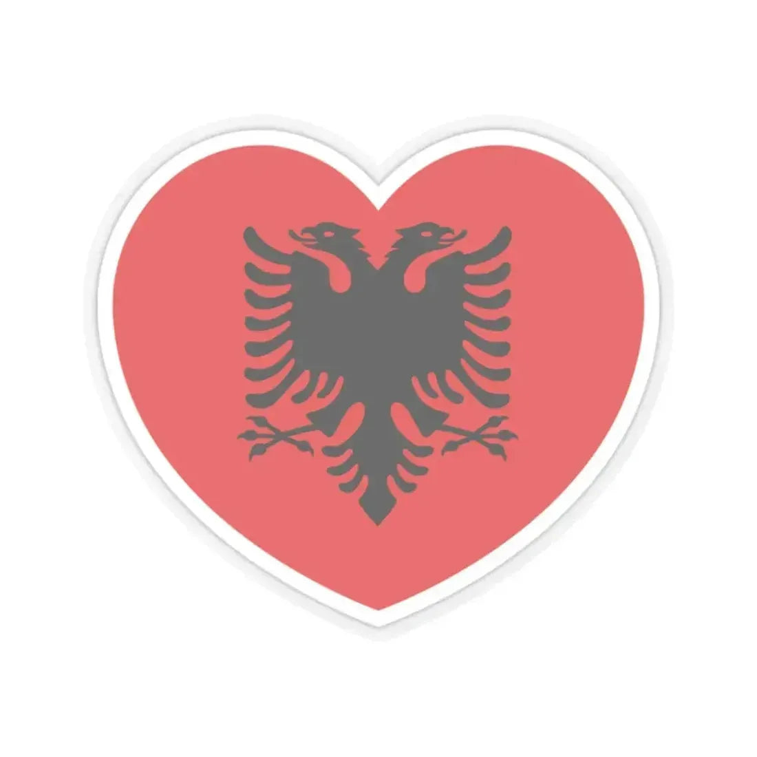 Heart Flag of Albania 1992-2002 - STICKER Vinyl Kiss-Cut Decal 2 Inch Transparent - The Sticker Space