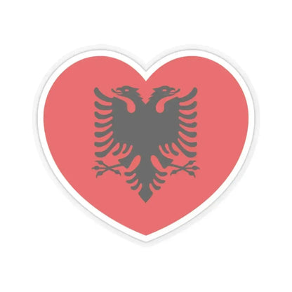 Heart Flag of Albania 1992-2002 - STICKER Vinyl Kiss-Cut Decal 2 Inch Transparent - The Sticker Space