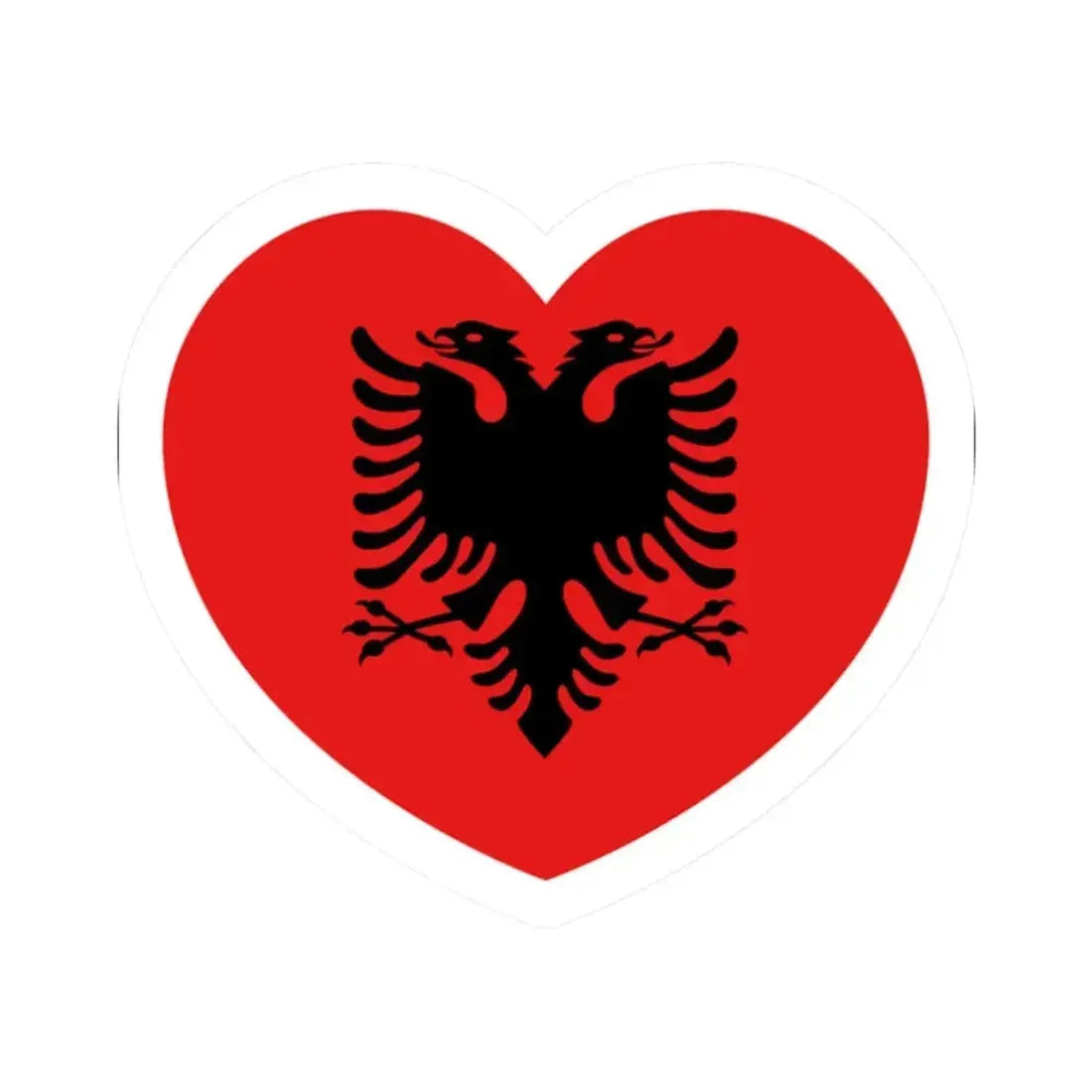 Heart Flag of Albania 1992-2002 - STICKER Vinyl Kiss-Cut Decal 2 Inch White - The Sticker Space
