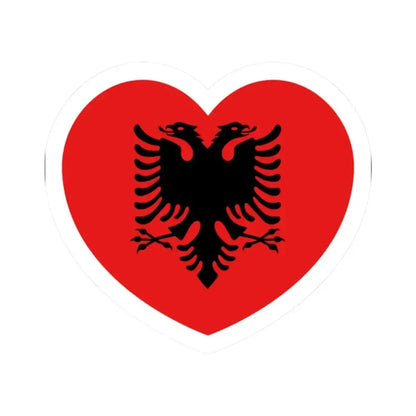 Heart Flag of Albania 1992-2002 - STICKER Vinyl Kiss-Cut Decal 2 Inch White - The Sticker Space