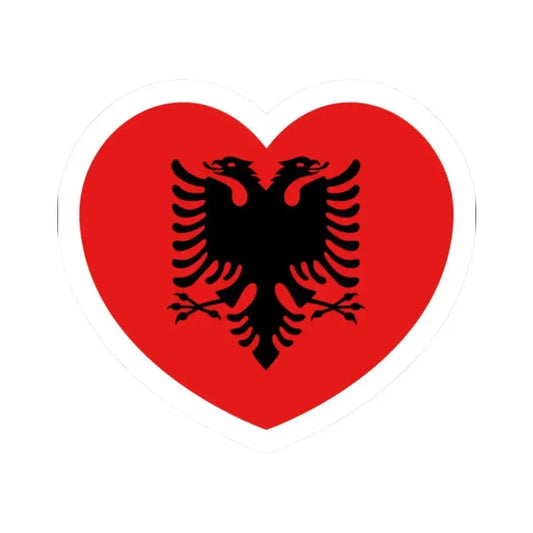Heart Flag of Albania 1992-2002 - STICKER Vinyl Kiss-Cut Decal 2 Inch White - The Sticker Space