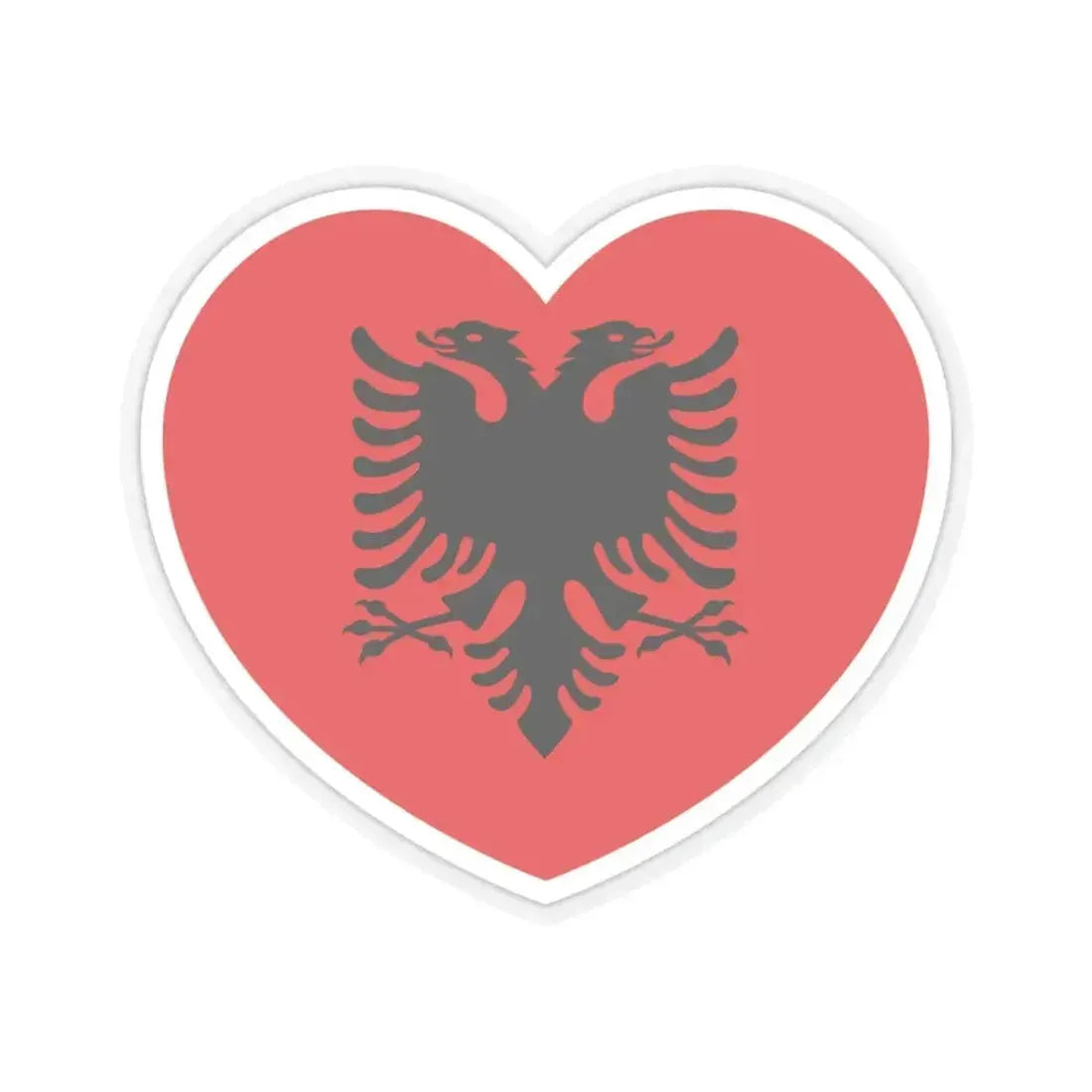 Heart Flag of Albania 1992-2002 - STICKER Vinyl Kiss-Cut Decal 3 Inch Transparent - The Sticker Space