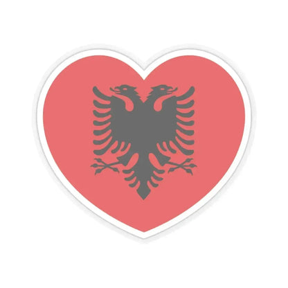 Heart Flag of Albania 1992-2002 - STICKER Vinyl Kiss-Cut Decal 3 Inch Transparent - The Sticker Space