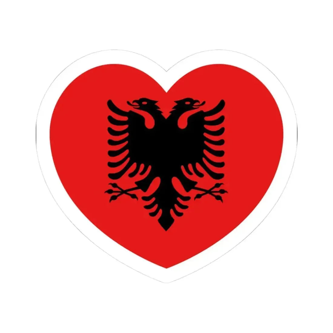 Heart Flag of Albania 1992-2002 - STICKER Vinyl Kiss-Cut Decal 3 Inch White - The Sticker Space