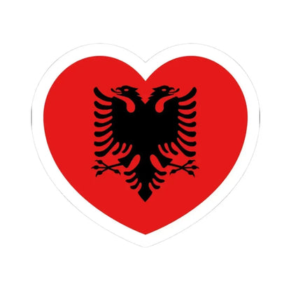 Heart Flag of Albania 1992-2002 - STICKER Vinyl Kiss-Cut Decal 3 Inch White - The Sticker Space