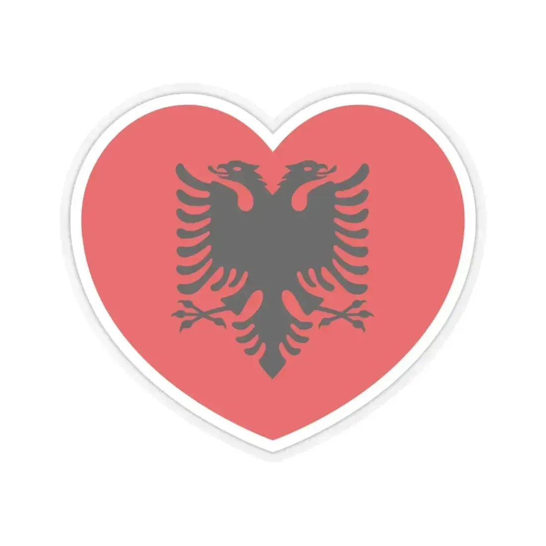 Heart Flag of Albania 1992-2002 - STICKER Vinyl Kiss-Cut Decal 4 Inch Transparent - The Sticker Space