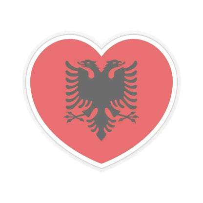 Heart Flag of Albania 1992-2002 - STICKER Vinyl Kiss-Cut Decal 4 Inch Transparent - The Sticker Space