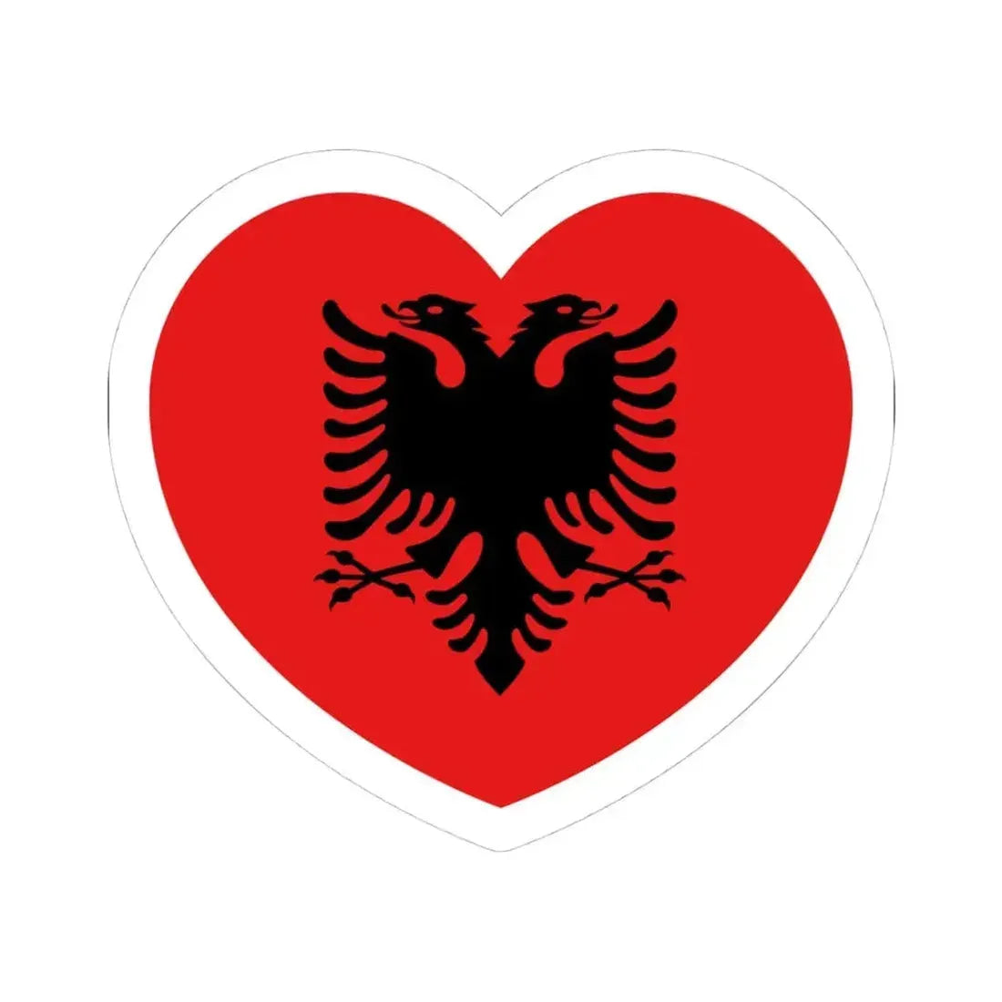Heart Flag of Albania 1992-2002 - STICKER Vinyl Kiss-Cut Decal 4 Inch White - The Sticker Space
