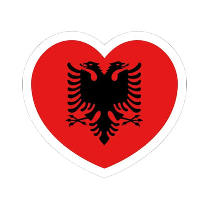 Heart Flag of Albania 1992-2002 - STICKER Vinyl Kiss-Cut Decal 4 Inch White - The Sticker Space