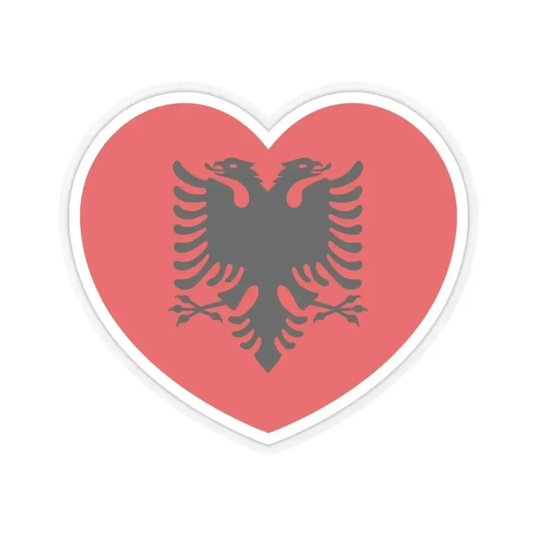 Heart Flag of Albania 1992-2002 - STICKER Vinyl Kiss-Cut Decal 6 Inch Transparent - The Sticker Space