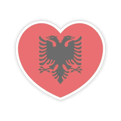 Heart Flag of Albania 1992-2002 - STICKER Vinyl Kiss-Cut Decal 6 Inch Transparent - The Sticker Space