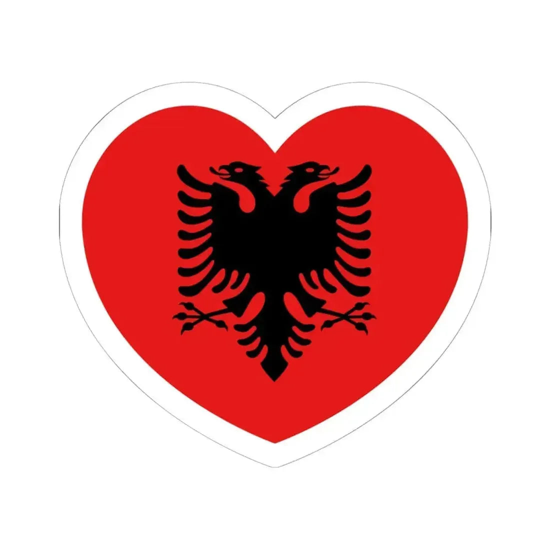 Heart Flag of Albania 1992-2002 - STICKER Vinyl Kiss-Cut Decal 6 Inch White - The Sticker Space