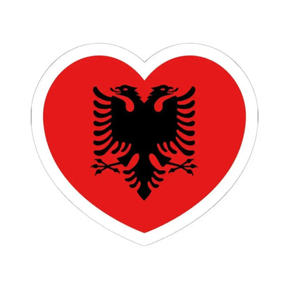 Heart Flag of Albania 1992-2002 - STICKER Vinyl Kiss-Cut Decal 6 Inch White - The Sticker Space