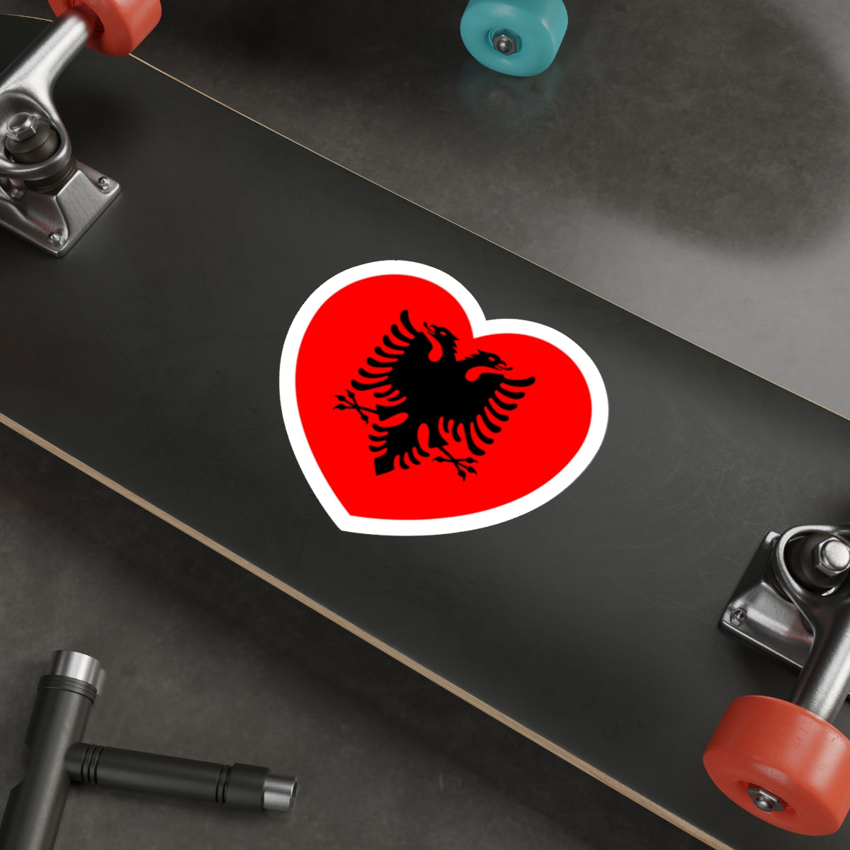 Heart Flag of Albania - STICKER Vinyl Die-Cut Decal-The Sticker Space