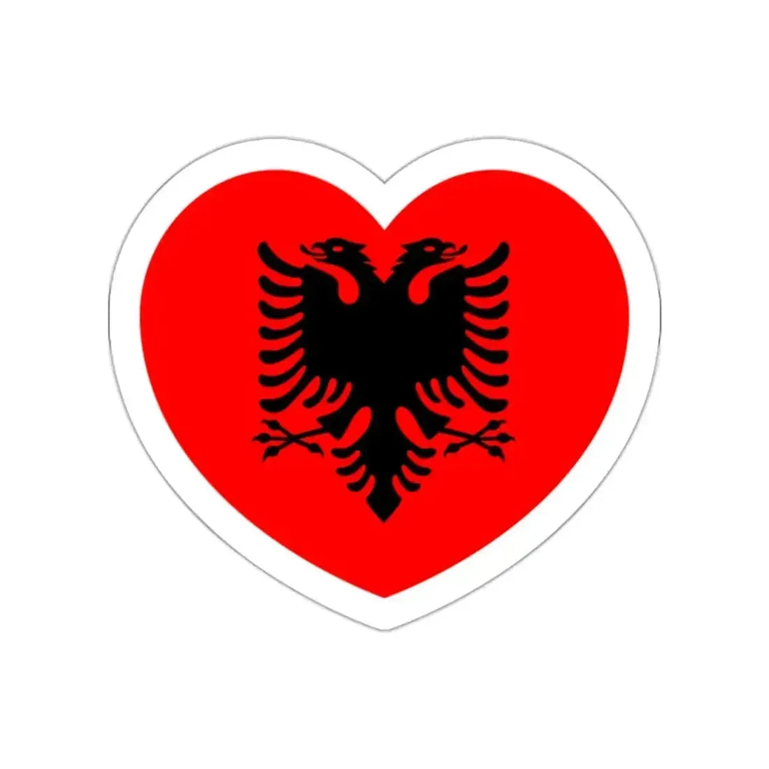 Heart Flag of Albania - STICKER Vinyl Die-Cut Decal White Die-Cut 2 Inch - The Sticker Space