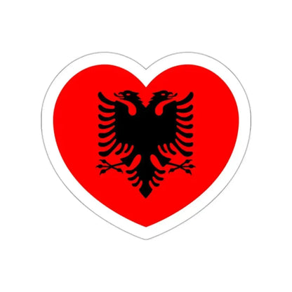 Heart Flag of Albania - STICKER Vinyl Die-Cut Decal White Die-Cut 2 Inch - The Sticker Space