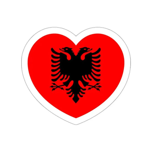 Heart Flag of Albania - STICKER Vinyl Die-Cut Decal White Die-Cut 2 Inch - The Sticker Space