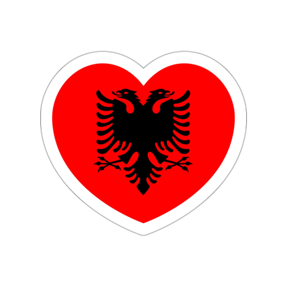 Heart Flag of Albania - STICKER Vinyl Die-Cut Decal-White-The Sticker Space