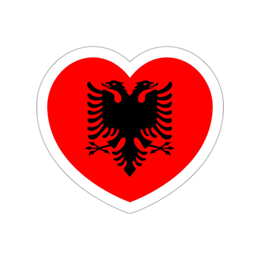 Heart Flag of Albania - STICKER Vinyl Die-Cut Decal-White-The Sticker Space