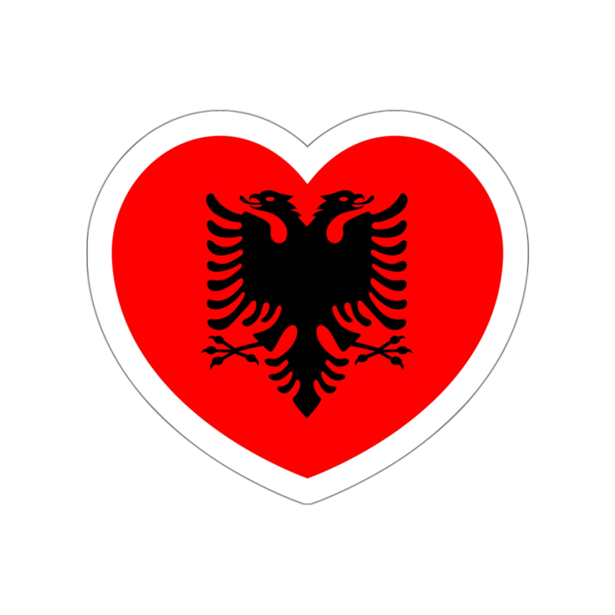 Heart Flag of Albania - STICKER Vinyl Die-Cut Decal-White-The Sticker Space