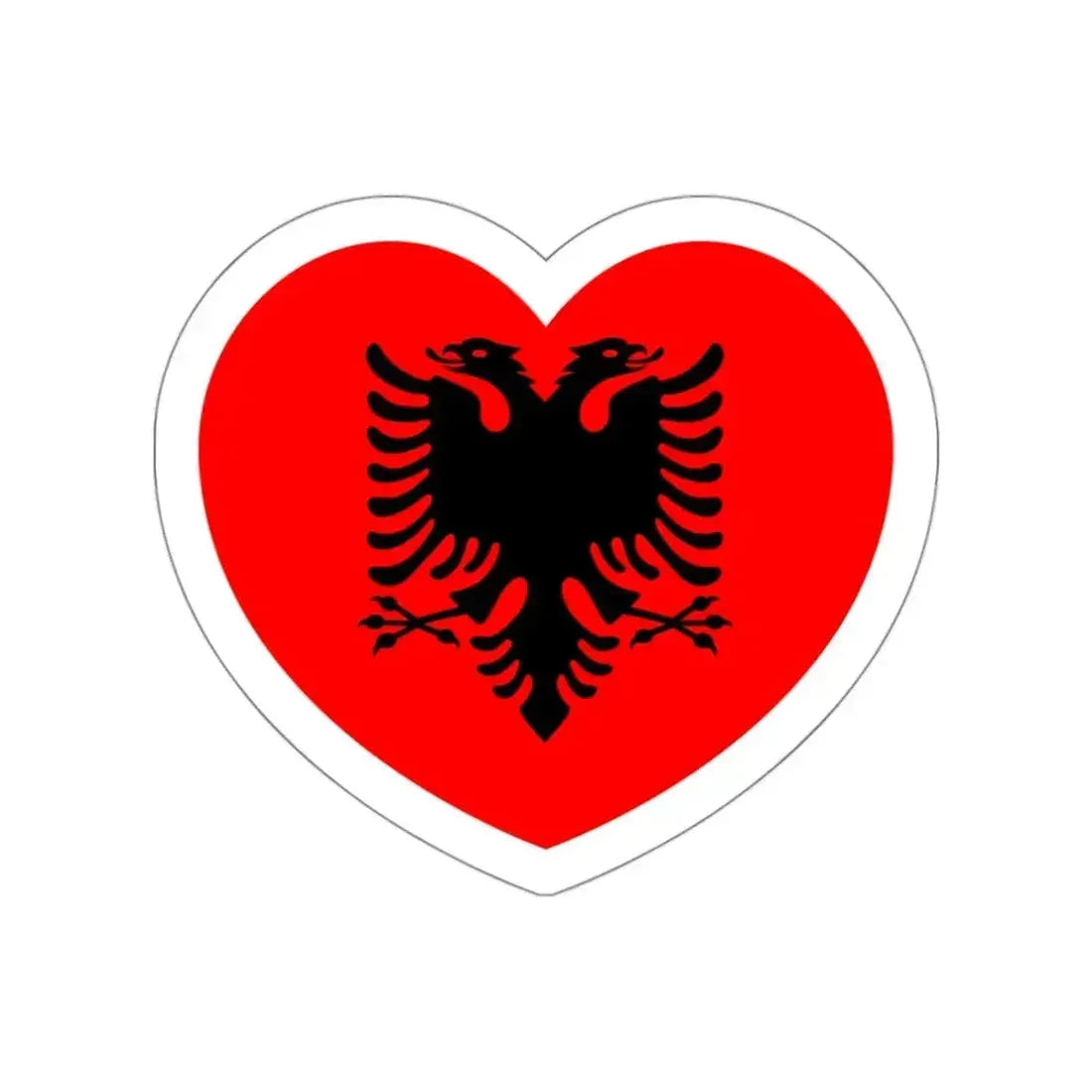 Heart Flag of Albania - STICKER Vinyl Die-Cut Decal White Die-Cut 3 Inch - The Sticker Space
