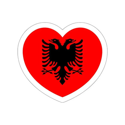 Heart Flag of Albania - STICKER Vinyl Die-Cut Decal White Die-Cut 3 Inch - The Sticker Space
