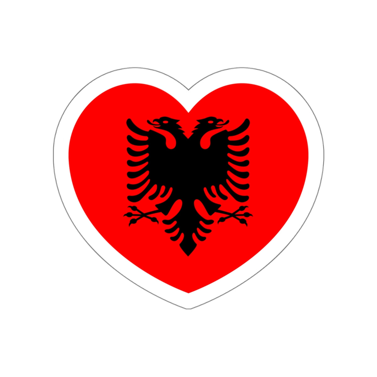 Heart Flag of Albania - STICKER Vinyl Die-Cut Decal-White-The Sticker Space