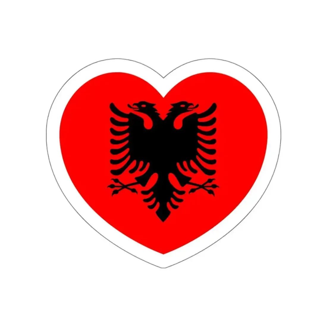 Heart Flag of Albania - STICKER Vinyl Die-Cut Decal White Die-Cut 6 Inch - The Sticker Space