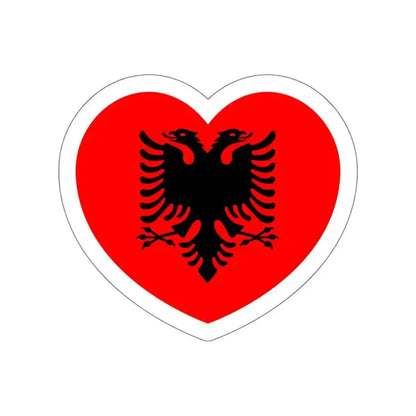 Heart Flag of Albania - STICKER Vinyl Die-Cut Decal White Die-Cut 6 Inch - The Sticker Space