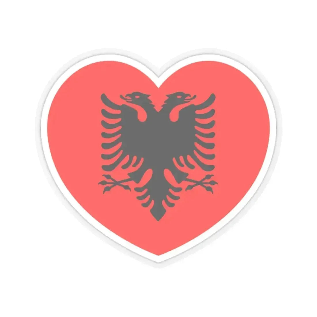 Heart Flag of Albania - STICKER Vinyl Kiss-Cut Decal 2 Inch Transparent - The Sticker Space